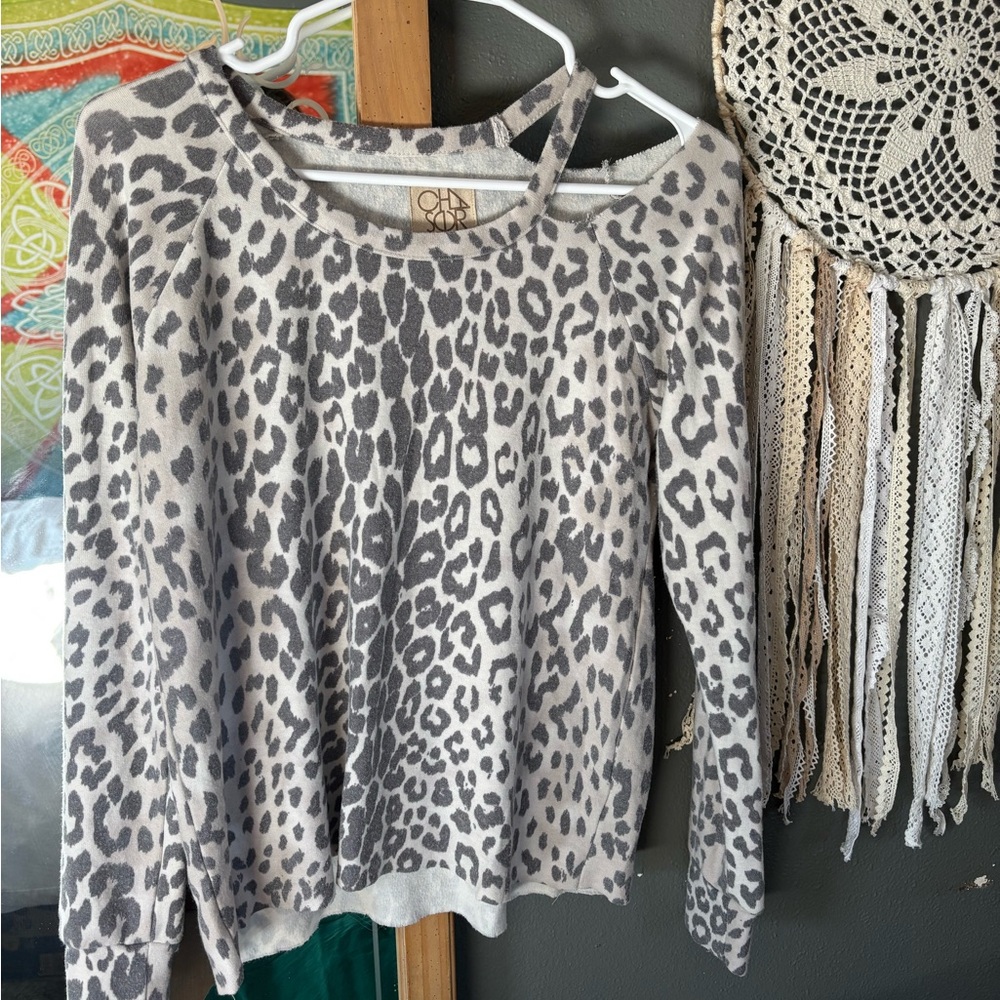 Cha Sor Leopard Print Sweater Small